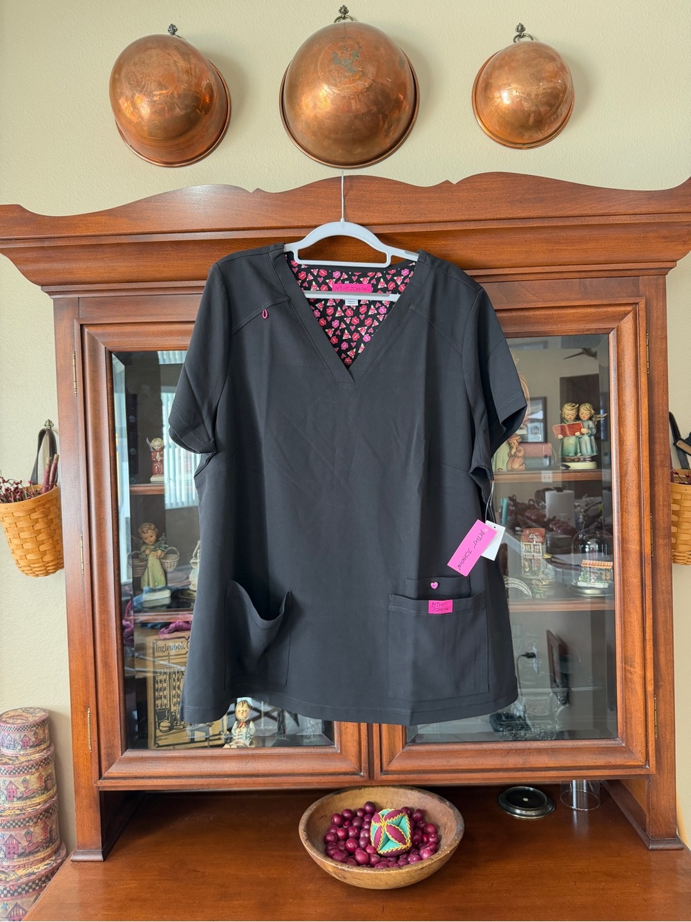 Betsey Johnson Black Scrub Top NWT